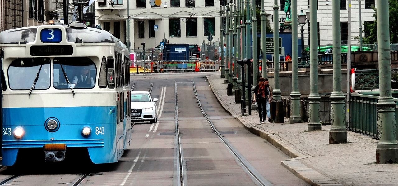 Blå spårvagn i Göteborg