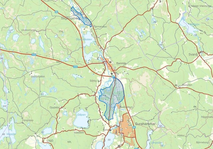 Karta över vattenskyddsområden Surahammar