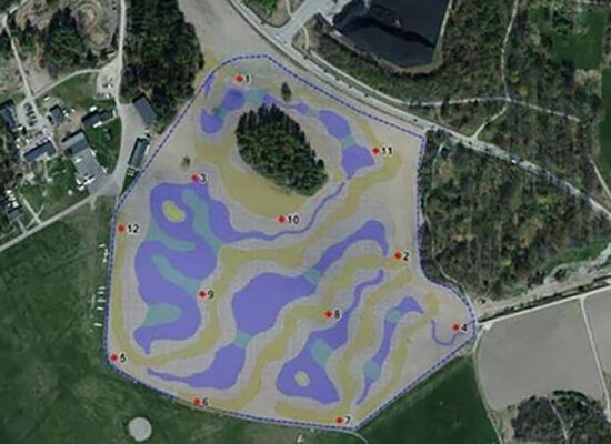 En karta som visar hur vattenparken vid Johannisberg ska se ut
