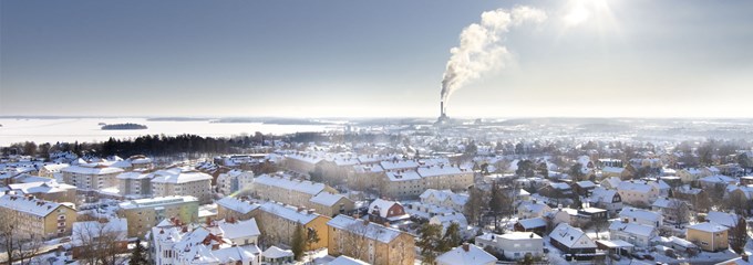 Vy över Västerås på vintern